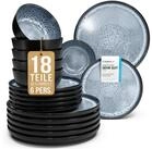 PURE LIVING INTERIOR DESIGN Geschirr-Set Ibiza aus Steingut, 18-tlg., f&uuml;r 6