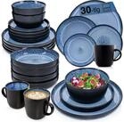 S&Auml;NGER Tafelservice Aruba Geschirrset (30-tlg), 6 Personen, Steingut, blau mit