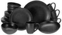 CreaTable Kombiservice Magic Black Schwarz (20-tlg), 4 Personen, Steinzeug