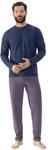 Schlafanzug MEY "Red Tile", Herren, Gr. L, blau (yacht blau), Single Jersey,