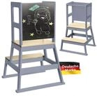 Baby Vivo Stehhilfe Lernturm aus Holz - Mit Tafel in Grau