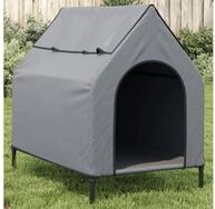 vidaXL Hundeh&uuml;tte vidaXL Hundeh&uuml;tte Hellgrau Oxford-Gewebe und Stahl