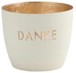Giftcompany Windlicht Madras Windlicht M Danke wei&szlig;/gold 8,5cm