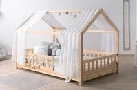 Ticaa Hausbett Kim mit Rausfallschutz aus Kiefer, Kinderbett 120x200, inkl.