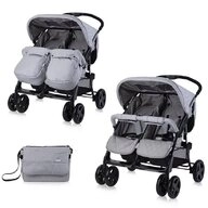 Lorelli Zwillingswagen Zwillingskinderwagen TWIN, Wickeltasche Einhand-Klappsystem
