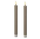 MARELIDA LED-Kerze LED Stabkerzen gerillt Tafelkerzen Dinner Spitzkerzen 25cm grau