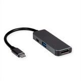 VALUE Display Adapter USB Typ C - HDMI + USB 3.2 Gen 1 A + Typ C PD Computer-Adapter