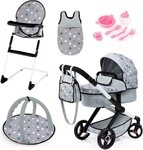Bayer Kombi-Puppenwagen Xeo Deluxe, grau, (Set)