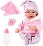 Bayer Babypuppe Reborn Baby, 38 cm Regenbogenmuster (4-tlg)