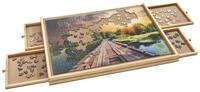 Spetebo Puzzleunterlage Holz Puzzlebrett mit Schubladen - 76 x 57 cm, (St&uuml;ck,