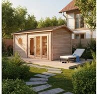 FinnTherm Saunahaus Genf - 70, BxTxH: 581 x 356 x 290 cm, 70 mm, in Naturbelassen