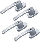 BASI Fenstergriff mit Druckknopfsicherung, 4x Fenstergriff - Silber, (Spar-Set,
