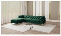 S-Style M&ouml;bel Ecksofa Ashley mit Ottomane, Chesterfield mit Goldenen Metall F&uuml;&szlig;en,