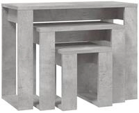 vidaXL Beistelltisch, Satztische 3-tlg. Betongrau Holzwerkstoff