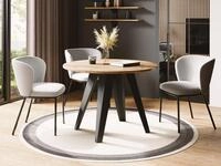 WFL GROUP Esstisch Glory ausziehbar rund industrial mit schwarzen Metallgestell (MADE