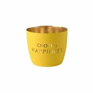 Giftcompany Windlicht Madras Choose happiness M Gelb, Gold, H 8.5 cm