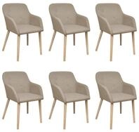 vidaXL Esszimmerstuhl Esszimmerst&uuml;hle 6 Stk. Beige Stoff und Massivholz Eiche (6 St)