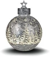 formano LED Dekolicht Glas Kugel Silber-Frosty 35cm mit LED Licht Timer Weihnachten