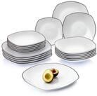 S&Auml;NGER Tafelservice Bilgola Black Rim (18-tlg), 6 Personen, Porzellan, Wei&szlig;...