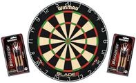 Winmau Dartscheibe Dartboard Original Blade 6 + 2 Steeldart Sets Broadside Brass,