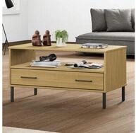 vidaXL Couchtisch vidaXL Couchtisch OSLO mit Metallbeinen Braun 85x50x45 cm