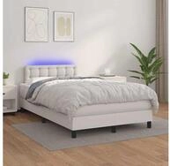 vidaXL Bettgestell vidaXL Boxspringbett mit Matratze & LED Wei&szlig; 120x200 cm