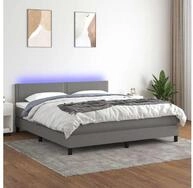 vidaXL Bettgestell vidaXL Boxspringbett mit Matratze & LED Dunkelgrau 180x200 cm