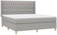 vidaXL Bett Boxspringbett mit Matratze & LED Hellgrau 180x200 cm Stoff