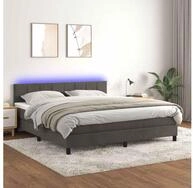 vidaXL Bettgestell vidaXL Boxspringbett mit Matratze & LED Dunkelgrau 180x200...