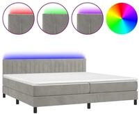 vidaXL Boxspringbett 200 x 200 cm Boxspringbett mit Matratze LED Hellgrau...