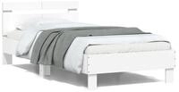 vidaXL Bettgestell vidaXL Bettgestell mit Kopfteil und LED-Leuchten Wei&szlig;...