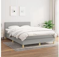 vidaXL Bettgestell vidaXL Boxspringbett mit Matratze Hellgrau 140x200 cm Stoff