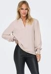 Blusenshirt ONLY "ONLMETTE V-NECK LS SMOCK TOP NOOS WVN", Damen, Gr. XS, grau...