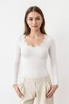 rosemunde Langarmshirt Benita Silk Blouse mit Seide Langarm, mit Spitze, feminin,
