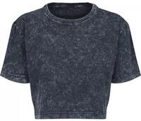 Build Your Brand Rundhalsshirt Damen Acid Washed Cropped Tee