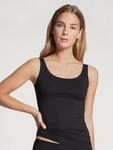 Shirttop CALIDA "Natural Comfort", Damen, Gr. L (48/50), schwarz, Single Jersey,