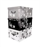 BigDean Aufbewahrungsbox 3x je 45 Liter mit Deckel & Griffen stabile Pappe