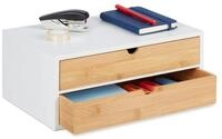relaxdays Organizer Schubladenbox Bambus & MDF 2 F&auml;cher