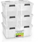 Juskys Aufbewahrungsbox (6 St), mit Rollen, stabil, verschlie&szlig;bar und pflegeleicht