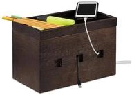relaxdays Kabelzubeh&ouml;r Kabelbox Bambus dunkelbraun