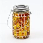 Marelida LED Solar Glas Einmachglas mit Mosaik Tischleuchte mit Henkel Lichtsensor gelb Marelida LED Solar Glas Einmachglas mit Mosaik Tischleuchte mit Henkel Lichtsensor gelb