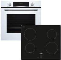 BOSCH Backofen-Set wei&szlig; HYDROLYSE Schnellaufheizung + Induktionskochfeld autark 60cm