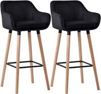 CLP Barhocker Grant Samt (Set, 2 St., 2er), Samtbezug, Buchenholzgestell