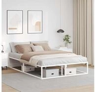 vidaXL Bett, Bettgestell ohne Matratze Wei&szlig; 140x200 cm Metall