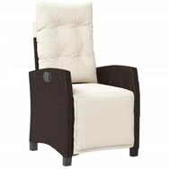 vidaXL Gartensessel, Outdoor Sessel mit Fu&szlig;teil Verstellbar Braun Poly Rattan