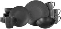 CreaTable Kombiservice Lava Stone Schwarz (24-tlg), 6 Personen, Steinzeug