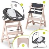 Hauck Hochstuhl Beta Plus Whitewashed Newborn SetWippe Deluxe, Holz Babystuhl ab