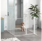 PawHut Freigehege Hundeabsperrgitter mit 6 Platten, Wei&szlig; 123 x 102 x 90 cm