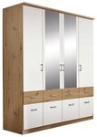 rauch Dreht&uuml;renschrank BREMEN, Alpinwei&szlig;, Artisan Eiche Dekor, 4-t&uuml;rig, B 181 x H