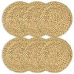 HMF Platzset Tischset rund, geflochten aus Wasserhyazinthe, (6 St&uuml;ck, Set),